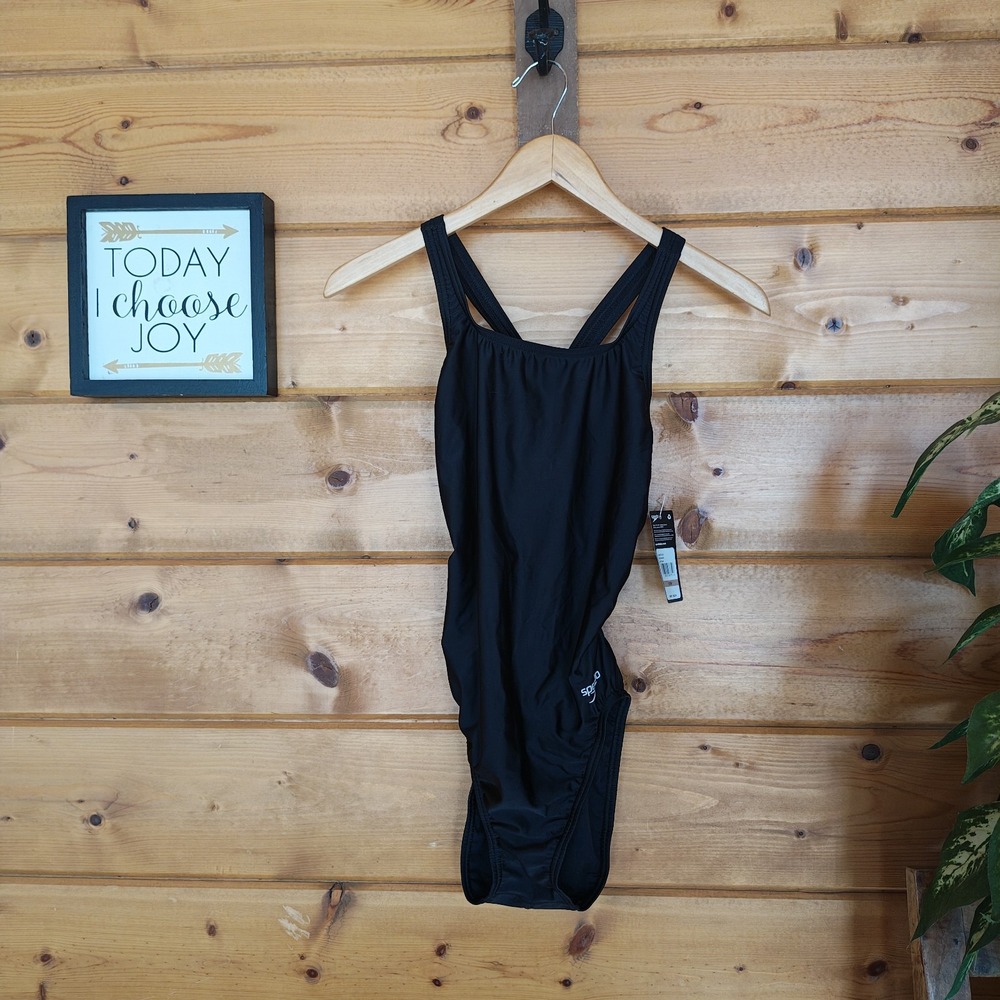 Speedo NWT Proback LT Supro-A Competitive Swim Team Black Bathing Suit Sz 12/38